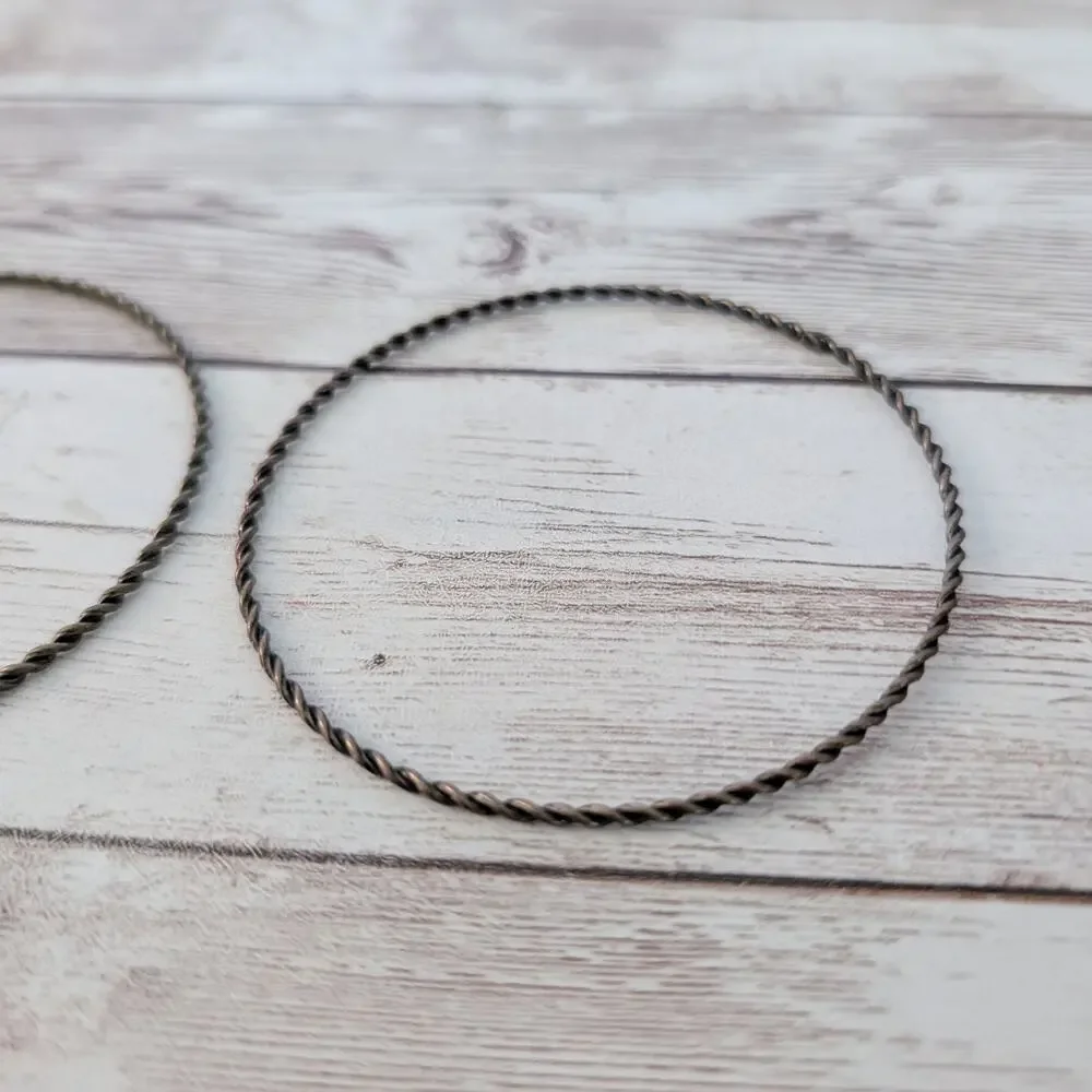 Vintage Bracelet Set of 2 Bronzey Brown Twist Design Bangles